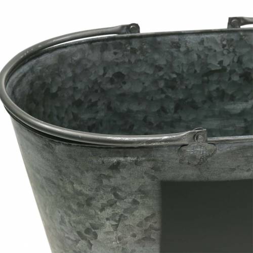 Floristik24 Cinko kubilų sėjamoji su rankenomis Ovali Pilka H20cm