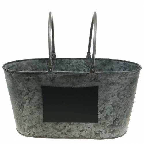 Floristik24 Cinko kubilų sėjamoji su rankenomis Ovali Pilka H20cm