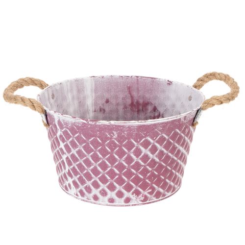 Cinko dubuo, rombo formos su virvės rankenomis, violetinis/baltas, Ø24,5 cm, aukštis 14 cm pirkti | Floristik24.lt
