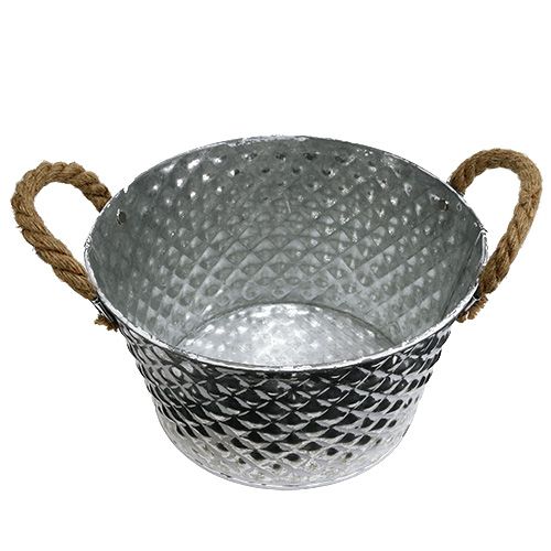 daiktų Cinko dubuo apvalus su virvių rankenomis Ø25cm H14cm