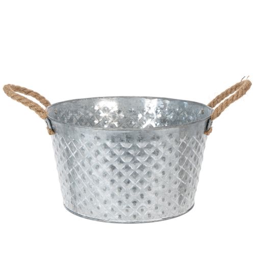 Apvalus cinko dubuo su virvinėmis rankenomis Ø28cm, aukštis16cm pirkti | Floristik24.lt