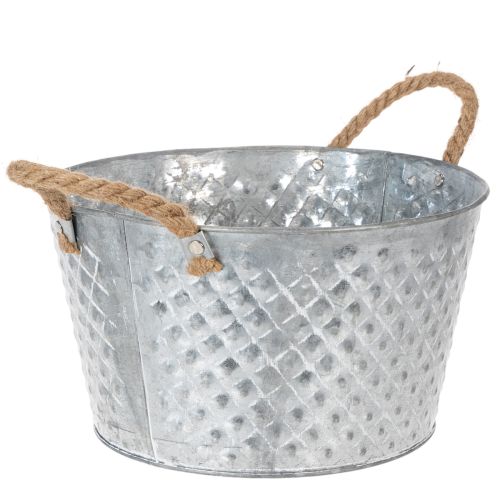 Apvalus cinko dubuo su virvinėmis rankenomis Ø28cm, aukštis16cm | Floristik24.lt