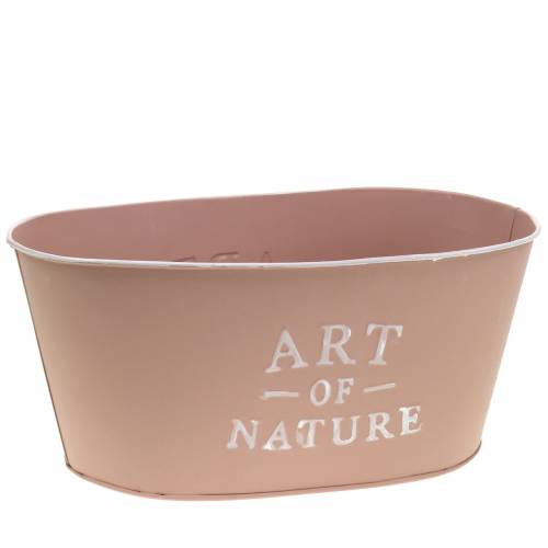 daiktų Gėlių dubuo ovalus cinkuotas senas rožinis sodinukas 27×18cm H12,5cm