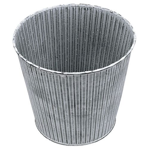 Floristik24 Cinko puodas pilkas su juostelėmis Ø22cm H21cm