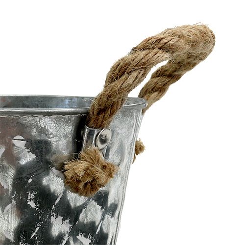 Floristik24 Cinko puodas su virvinėmis rankenomis Ø12cm H10cm