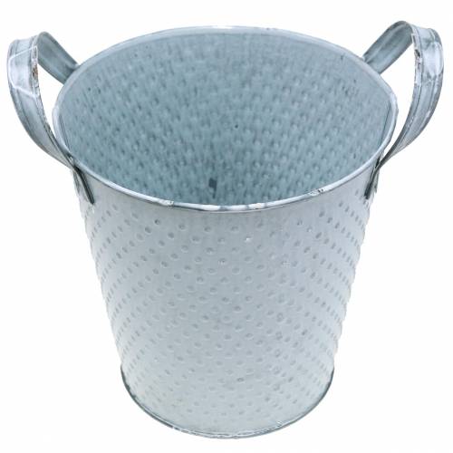 Floristik24 Cinko puodas su rankenomis Pilkai dėmėtas Ø14cm H13cm