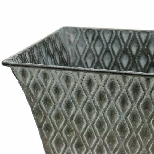 Floristik24 Cinko indas su deimantiniu raštu, kvadratinis senovinis 35,5 cm x 14,5 cm / 32,5 cm x 11,5 cm 2 vnt.
