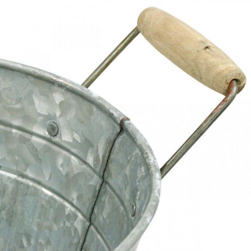 Floristik24 Cinko kubilas gėlių kubilas metalinė medinė rankena L57.5cm P31.5cm