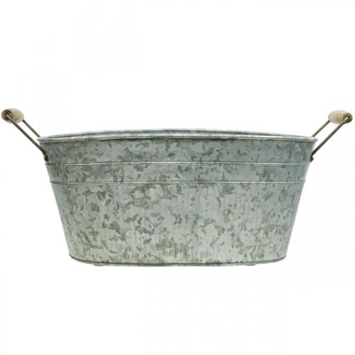 Floristik24 Cinko kubilas gėlių kubilas metalinė medinė rankena L57.5cm P31.5cm