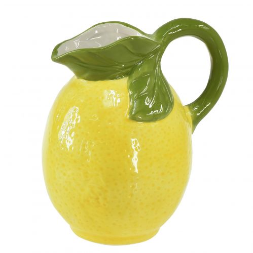 daiktų Citrininė vaza keramikinis dekoratyvinis ąsotis citrinos geltonas H18,5cm