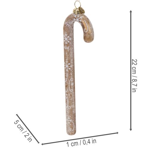 Saldainių lazdelės formos stiklinis papuošalas, nostalgiška Kalėdų eglutės puošmena, 22 cm | Floristik24.lt