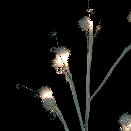 Floristik24 Šaka balta su sniego gniūžte LED 75cm rinkinys iš 2 vnt