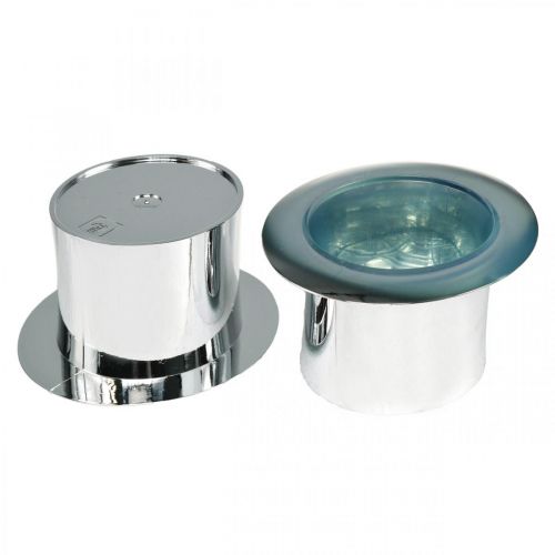 Floristik24 Cilindras sodinimui, Naujieji Metai, Dekoratyvinė kepurė, Naujųjų Metų išvakarių puošmena sidabrinė H6,5cm L12cm 9vnt.