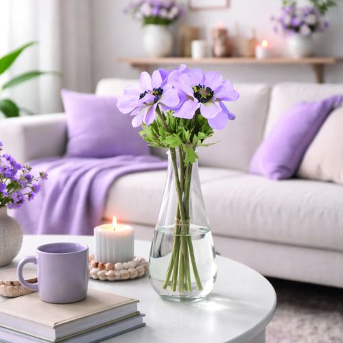 daiktų Dirbtinės alyvinės anemonės, 34 cm ilgio, 4 vnt.