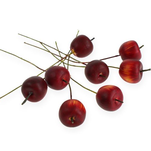 Floristik24 Mini obuoliai ant vielos 2cm 48 vnt