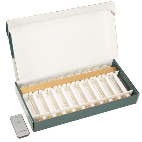 daiktų LED žvakės eglutei, kūginės žvakės su krištolu, geltona šviesa, 31 cm, 10 vnt.