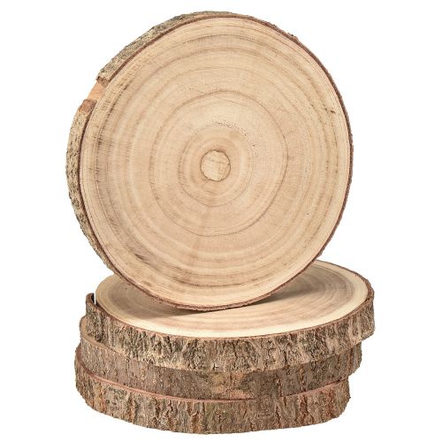 Floristik24 Medžio diskas Paulownia medžio apdaila natūralus Ø17-21cm 4 vnt