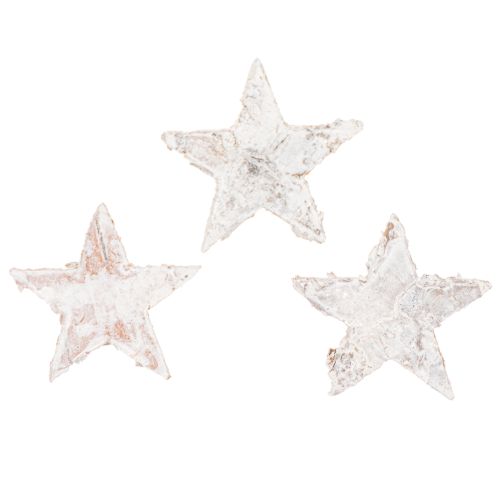 Beržinės žvaigždutės, mažos, 2 cm - 2,5 cm, baltai dažytos, 150 vnt. pirkti | Floristik24.lt