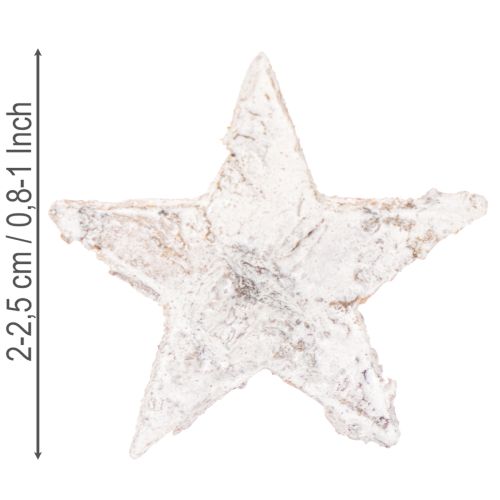 Beržinės žvaigždutės, mažos, 2 cm - 2,5 cm, baltai dažytos, 150 vnt. | Floristik24.lt