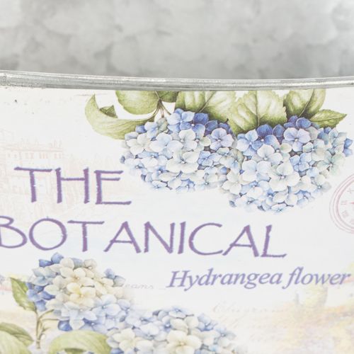 daiktų Gėlių dubuo su rankenėlėmis, hortenzijos raštas, metalinis, 26 × 13 × 14,5 cm