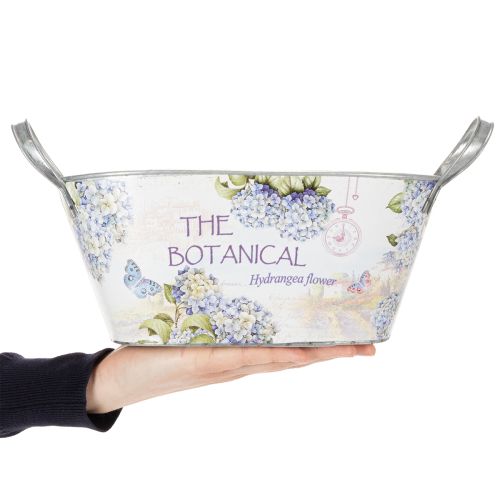 daiktų Ovalus metalinis gėlių vazonas su rankenomis, hortenzijoms, 32 × 15 × 15 cm