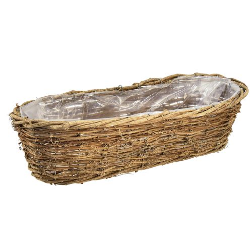 Floristik24 Gėlių dubuo vynmedžių augalų krepšelis ovalus natūralus 49,5x22x13cm