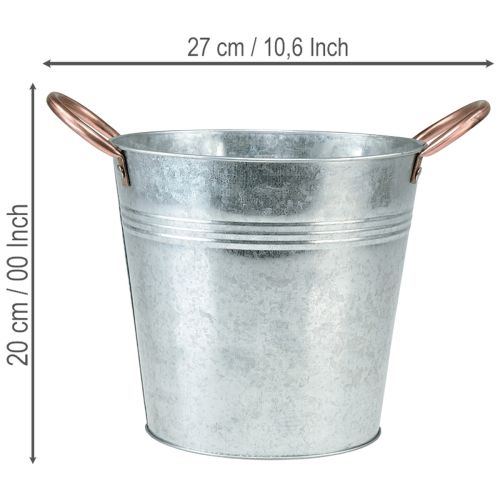 daiktų Gėlių vazono kibirėlis su rankenomis, metalinė dekoracija, Ø19cm, aukštis17cm