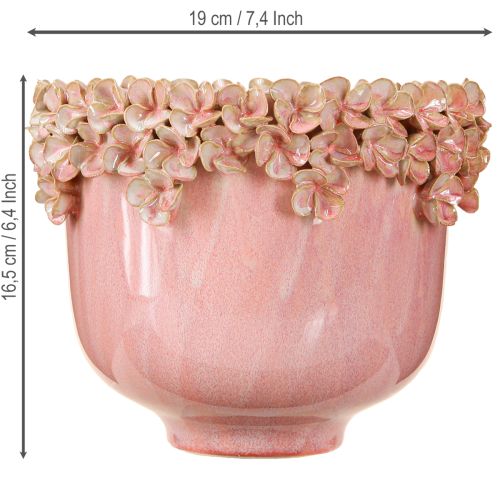 daiktų Keraminis vazonas su gėlių kraštu Rožinė Ø19cm H16,5cm