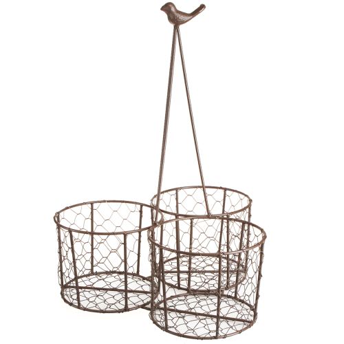 daiktų Gėlių vazonas keraminis tinklinis krepšelis metalinis rudas Ø30cm H11,5cm