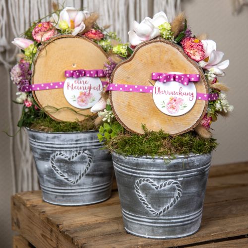 daiktų Vazonas Shabby Chic metalinė širdelė Ø22cm H17,5cm