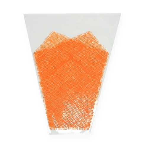 daiktų Gėlių maišelis džiuto raštas oranžinis L40cm B12-30 50p