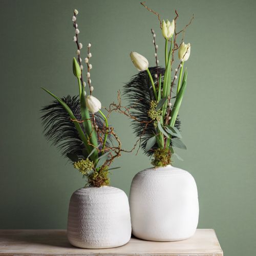 daiktų Gėlių vaza, keraminė vaza, dekoratyvinė vaza balta Ø19cm H18cm