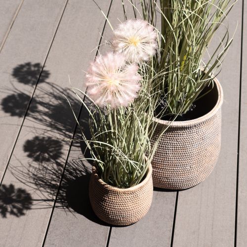 Floristik24 Boho gėlių vazonas pinto rašto vazonas keraminis Ø12cm H14cm 2vnt