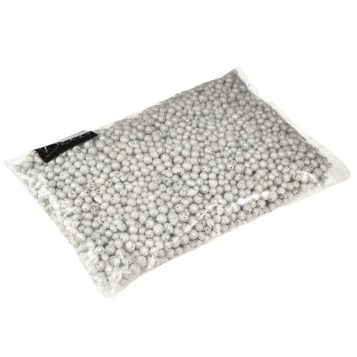 daiktų Briliantiniai dekoratyviniai karoliukai 4mm - 8mm balti 1l