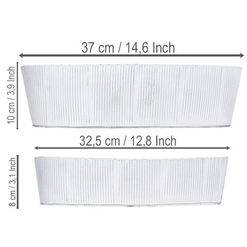 daiktų Ovalus metalinis dubuo baltos ir sidabrinės spalvos, 32,5 cm / 37 cm, 2 vnt. rinkinys.