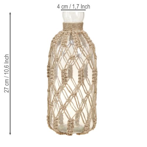 daiktų Dekoratyvinė buteliuko stiklinė makramė buteliuko vaza Ø10cm H27cm