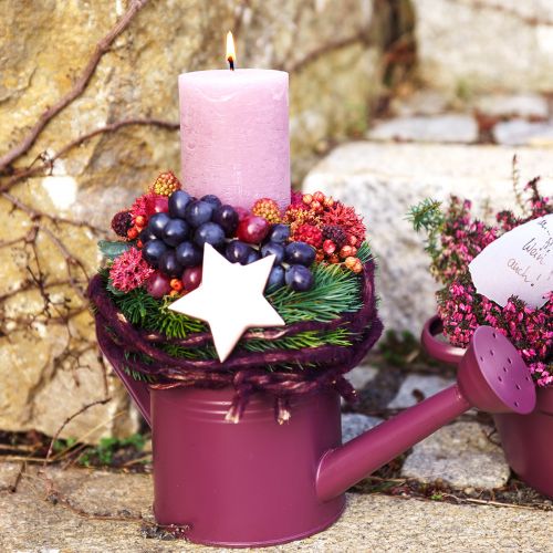 daiktų Dekoratyvinis laistytuvas violetinės spalvos metalinis vazonas Ø13,5cm H12,5cm
