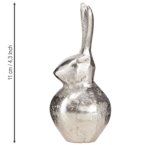 daiktų Dekoratyvinis Bunny Silver – Moderni Velykinė figūrėlė iš metalo stilingai pavasario puošybai 11cm 3 vnt