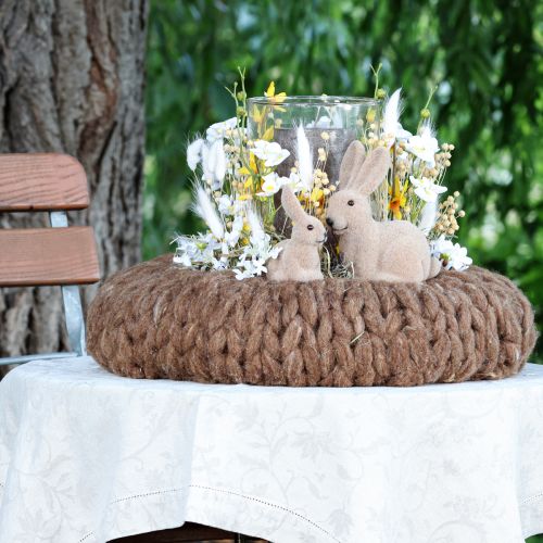 daiktų Dekoratyviniai sėdintys Velykų triušiai Rudi – 2 pasirinkimas – Flocked H15cm 4 vnt.
