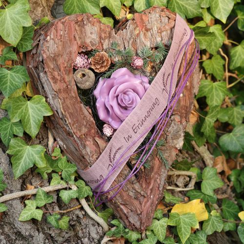Floristik24 Dekoratyvinė širdies formos atvira pušies žievė, rudens dekoracija, kapo puošmena, 30 × 24 cm