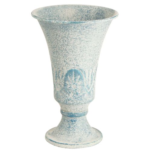daiktų Dekoratyvinė taurė metalinė senovinė balta mėlyna Ø11cm H17,5cm