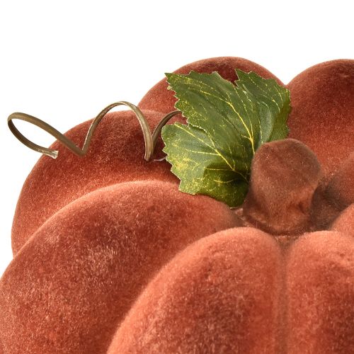 daiktų Dekoratyvinė moliūgų flokuota - rudeniška stalo puošmena stipriai raudonai ruda spalva 20cm 2vnt