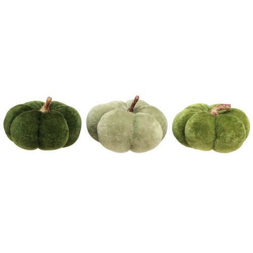 Floristik24 Dekoratyviniai moliūgai iš audinio aksominės žalios spalvos Ø7cm H4.5cm 9 vnt.