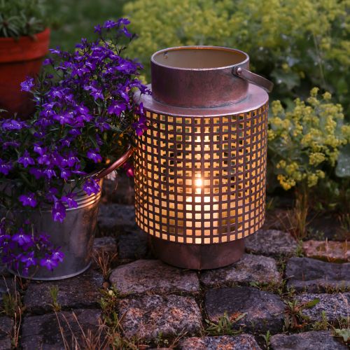 Floristik24 Dekoratyvinis žibinto žibintas metalinis su rankena rože Ø18cm H29cm