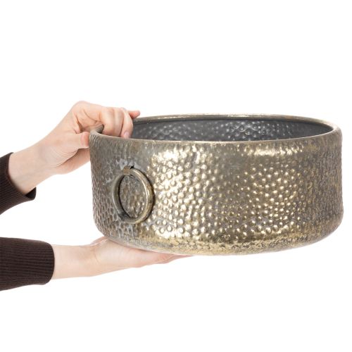 daiktų Dekoratyvinis dubuo, sendinto dizaino, metalinis vazonas, aukso spalvos, Ø37/31 cm, 2 vnt. rinkinys