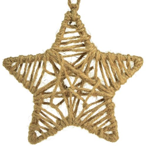 Floristik24 Dekoratyvinė žvaigždė pakabinti džiuto žvaigždutė natural Ø18cm 4 vnt