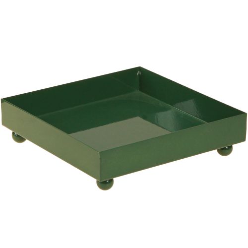 Dekoratyvinis padėklas kvadratinis metalinis padėklas žalias 15 × 15 cm 2 vnt.
