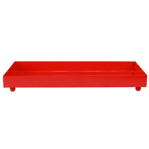 daiktų Dekoratyvinis padėklas stačiakampis raudonas metalinis padėklas su kojelėmis 30 × 15 cm