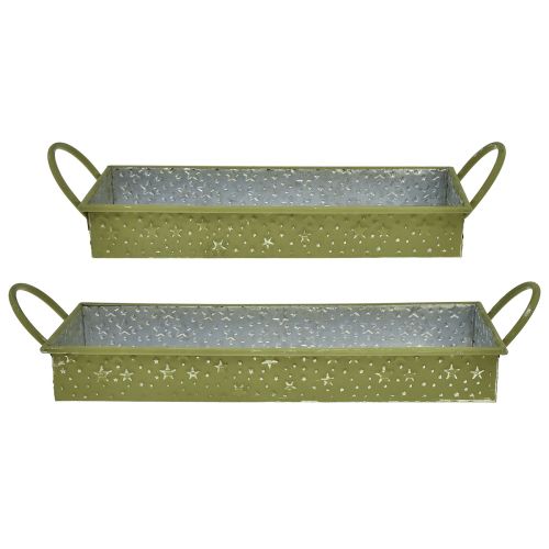 daiktų Dekoratyvinis padėklas kalėdinės žalios žvaigždės 49cm/43cm rinkinys iš 2 vnt