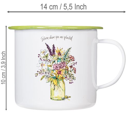 Dekoratyvinis puodelis/vazonas, emaliuotas, Ø11,5 cm, aukštis 10 cm | Floristik24.lt
